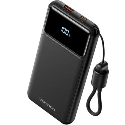 Powerbank 10000mAh Vention XGYB0-39-TY/ 22.5W/ Negro/ Incluye Cable USB Tipo-C Powerbank 10000mAh Vention XGYB0-39-TY/ 22.5W/ Negro/ Incluye Cable USB Tipo-C