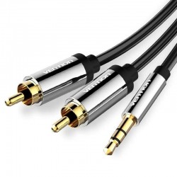 Cable Estéreo Vention BCFBF/ Jack 3.5 Macho - 2x RCA Macho/ 1m/ Negro