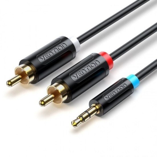 Cable estéreo vention bclbd/ jack 3.5 macho - 2x rca macho/ 50cm/ negro