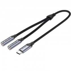 Cable Conversor USB Tipo-C Vention BGNHY/ USB Tipo-C Macho - 2x Jack 3.5 Hembra/ 30cm/ Gris Cable Conversor USB Tipo-C Vention BGNHY/ USB Tipo-C Macho - 2x Jack 3.5 Hembra/ 30cm/ Gris
