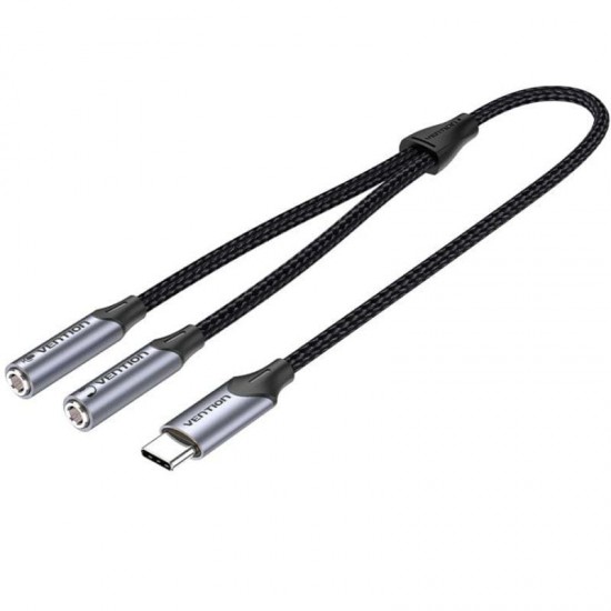 Cable conversor usb tipo-c vention bgphy/ usb tipo-c macho - 2x jack 3.5 hembra/ 30cm/ gris Cable conversor usb tipo-c vention bgphy/ usb tipo-c macho - 2x jack 3.5 hembra/ 30cm/ gris