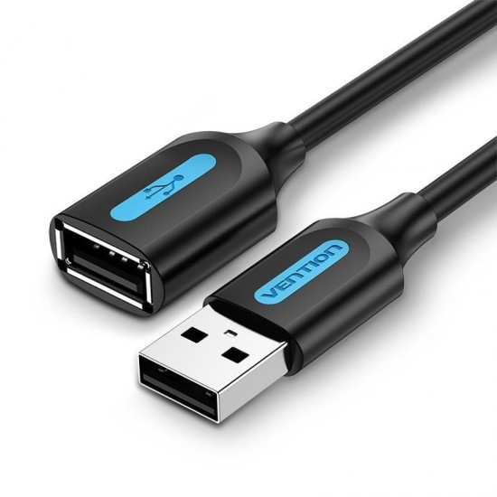 Cable alargador usb 2.0 vention cbibi/ usb macho - usb hembra/ 480mbps/ 3m/ negro