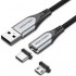 Cable de Carga Magnético USB Tipo-C con Adaptador MicroUSB Vention CQMHD/ MicroUSB Macho - USB Tipo-C Macho/ USB Macho/ Hasta 60W/ 480Mbps/ 50cm/ Gris