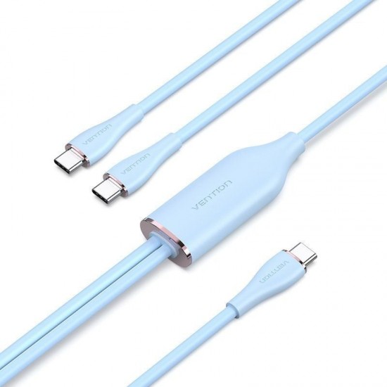 Cable usb tipo-c vention ctmsg/ usb tipo-c macho - 2 x usb tipo-c macho/ hasta 100w/ 480mbps/ 1.5m/ azul