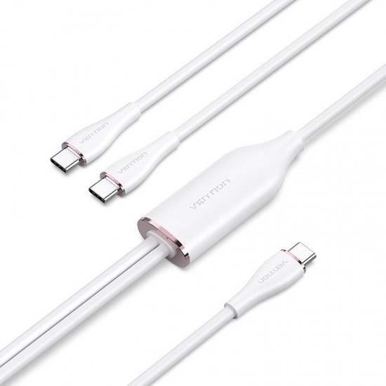 Cable usb 2.0 tipo-c vention ctmwg/ usb tipo-c macho - 2 x usb tipo-c macho/ hasta 100w/ 480mbps/ 1.5m/ blanco