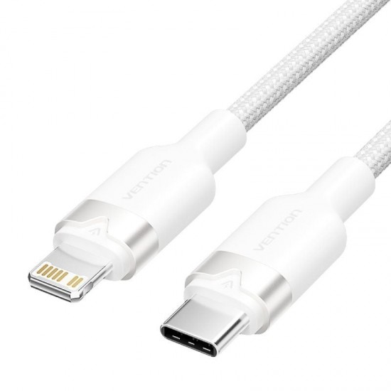 Cable usb tipo-c lightning vention lalwf/ usb tipo-c macho - lightning macho/ 27w/ 480mbps/ 1m/ blanco