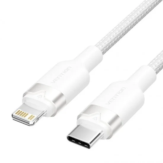 Cable usb tipo-c lightning vention lalwh/ usb tipo-c macho - lightning macho/ 27w/ 480mbps/ 2m/ blanco