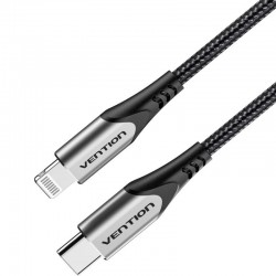 Cable USB 2.0 Tipo-C Lightning Vention TACHH/ USB Tipo-C Macho - Lightning Macho/ 480Mbps/ 2m/ Gris y Negro