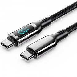 Cable USB 2.0 Tipo-C 5A 100W Vention TAYBAV/ USB Tipo-C Macho - USB Tipo-C Macho/ Hasta 100W/ 480Mbps/ 1.2m/ con Pantalla LED/ Negro Cable USB 2.0 Tipo-C 5A 100W Vention TAYBAV/ USB Tipo-C Macho - USB Tipo-C Macho/ Hasta 100W/ 480Mbps/ 1.2m/ con Pantalla LED/ Negro