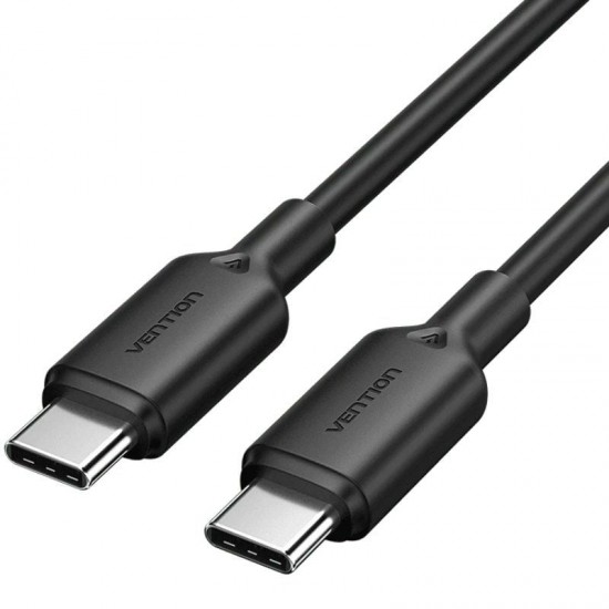 Cable usb 2.0 tipo-c 3a vention trcbf/ usb tipo-c macho - usb tipo-c macho/ hasta 60w/ 480mbps/ 1m/ negro