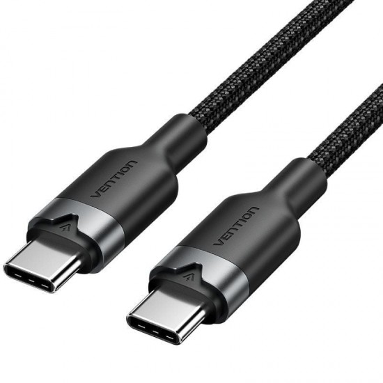 Cable usb 2.0 tipo-c 3a vention trdbf/ usb tipo-c macho - usb tipo-c macho/ hasta 60w/ 480mbps/ 1m/ negro