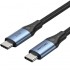 Cable USB 2.0 Tipo-C 5A Vention TREBD/ USB Tipo-C Macho - USB Tipo-C Macho/ Hasta 240W/ 480Mbps/ 50cm/ Azul y Negro
