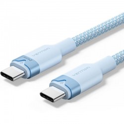 Cable USB 2.0 Tipo-C 5A Vention TRISH/ USB Tipo-C Macho - USB Tipo-C Macho/ Hasta 240W/ 480Mbps/ 2m/ Azul