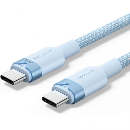 Cable usb 2.0 tipo-c 5a vention trish/ usb tipo-c macho - usb tipo-c macho/ hasta 240w/ 480mbps/ 2m/ azul