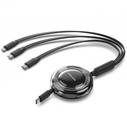 Cable USB Tipo-C 2.0 5A Vention TRKBBE/ USB Tipo-C Macho - 3x USB Tipo-C Macho/ Hasta 100W/ 480Mbps/ 1.1m/ Negro Cable USB Tipo-C 2.0 5A Vention TRKBBE/ USB Tipo-C Macho - 3x USB Tipo-C Macho/ Hasta 100W/ 480Mbps/ 1.1m/ Negro