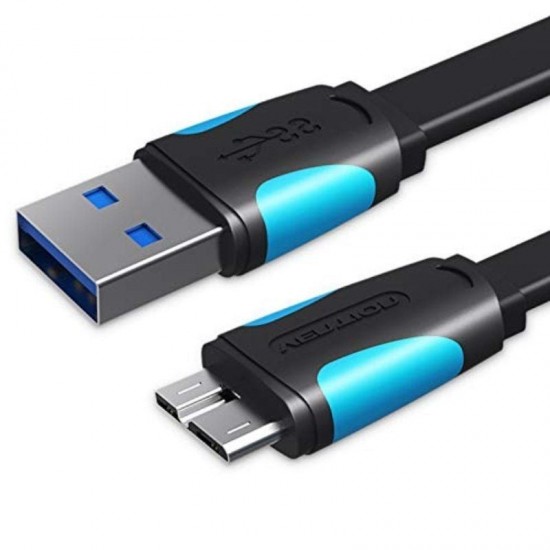 Cable usb 3.0 vention vas-a12-b025/ microusb macho - usb macho/ 10w/ 5gbps/ 25cm/ azul y negro