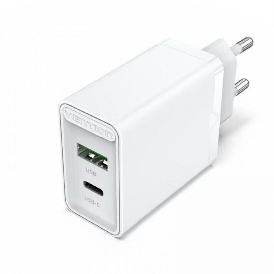 Cargador de pared vention fbbw0-eu/ 1xusb tipo-c/ 1x usb/ 20w