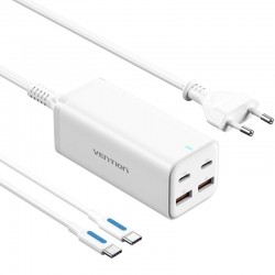 Cargador de Pared Vention FBSWG-EU/ 2xUSB Tipo-C + Cable USB Tipo-C/ 2xUSB/ 100W
