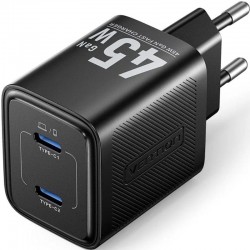 Cargador de Pared GaN Vention FEFB0-EU/ 2xUSB Tipo-C/ 45W