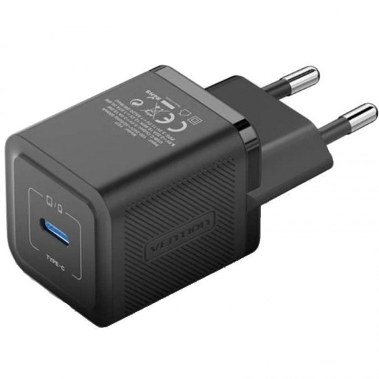 Cargador de pared gan vention fepb0-eu/ 1xusb tipo-c/ 20w