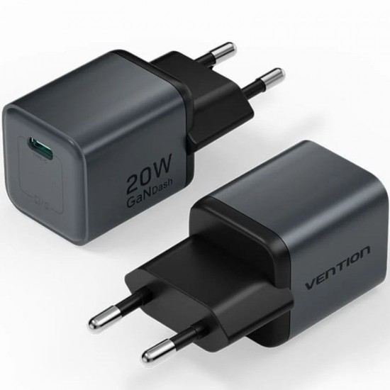 Cargador de pared gan vention fevh0-eu/ 1xusb tipo-c/ 20w