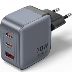 Cargador de Pared GaN Vention FEXH0-EU/ 2xUSB Tipo-C/ 1xUSB/ 70W