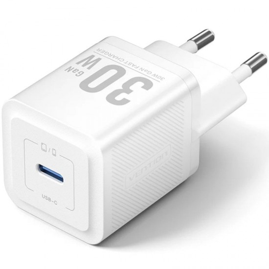 Cargador de pared gan vention fezw0-eu/ 1xusb tipo-c/ 30w