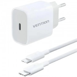 Cargador de Pared Vention G16W0-EU/ 1xUSB Tipo-C + Cable USB Tipo-C/ 20W Cargador de Pared Vention G16W0-EU/ 1xUSB Tipo-C + Cable USB Tipo-C/ 20W