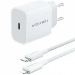Cargador de Pared Vention G17W0-EU/ 1xUSB Tipo-C + Cable Lightning/ 20W Cargador de Pared Vention G17W0-EU/ 1xUSB Tipo-C + Cable Lightning/ 20W