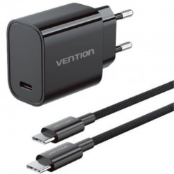 Cargador de Pared GaN Vention G18B0-EU/ 1xUSB Tipo-C + Cable USB Tipo-C/ 30W