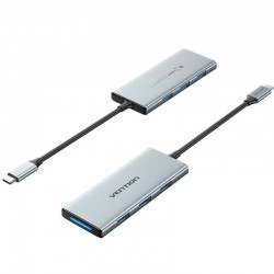 Docking USB Tipo-C Vention TOPHB/ 1xHDMI/ 3xUSB/ 1xLector Tarjetas SD y MicroSD/ Gris