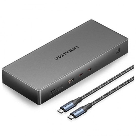 Docking usb tipo-c vention tpwh0/ 2xhdmi 4k/ 1xdisplayport/ 3xusb/ 2xusb tipo-c/ 1xusb tipo-c pd/ 1xrj45/ 1xlector tarjetas/