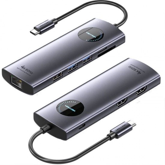 Docking usb tipo-c vention tqvhb/ 2xhdmi 4k/ 3xusb/ 1xrj45/ 1xlector de tarjetas/ 1xusb tipo-c pd/ gris Docking usb tipo-c vention tqvhb/ 2xhdmi 4k/ 3xusb/ 1xrj45/ 1xlector de tarjetas/ 1xusb tipo-c pd/ gris