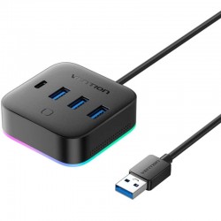 Hub USB 3.0 Vention CHZBC/ 3xUSB/ 1xUSB Tipo-C/ 1xUSB Tipo-C PD Hub USB 3.0 Vention CHZBC/ 3xUSB/ 1xUSB Tipo-C/ 1xUSB Tipo-C PD