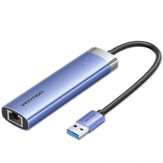 Hub usb 3.0 vention tgfsb/ 3xusb/ 1xrj45/ 1xusb tipo-c pd/ azul
