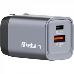 Cargador de Pared Universal GaN para Viaje Verbatim GNC-35/ 1xUSB Tipo-C/ 1xUSB/ 35W