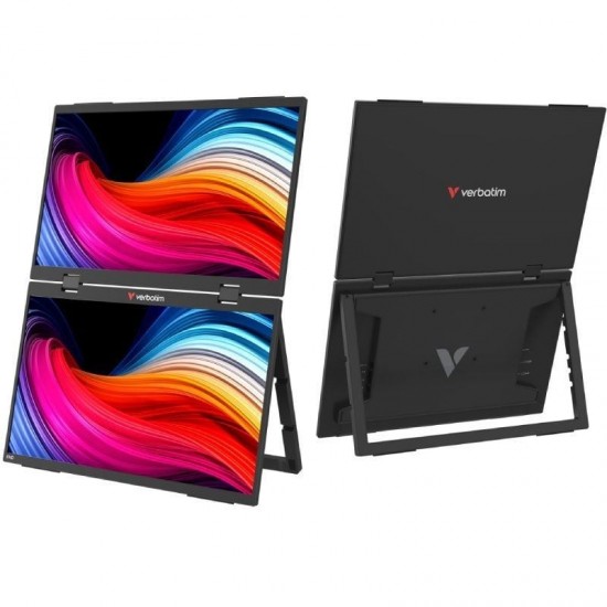 Monitor portátil táctil verbatim duo essentials 15.6' + 15.6'/ full hd/ multimedia/ negro