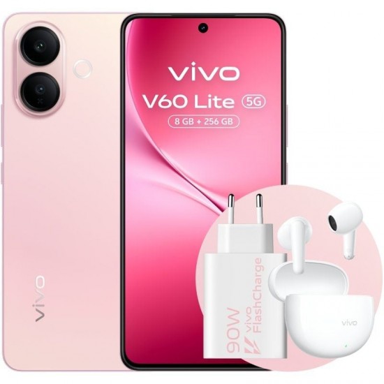 Smartphone vivo v60 lite 8gb/ 256gb/ 6.77'/ 5g/ rosa/ incluye cargador 90w y buds