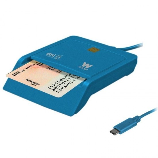 Lector de dni y tarjetas woxter pe26-197/ usb tipo-c/ azul