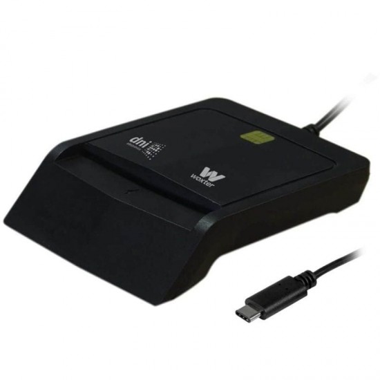 Lector de dni y tarjetas woxter pe26-200/ usb tipo-c/ negro