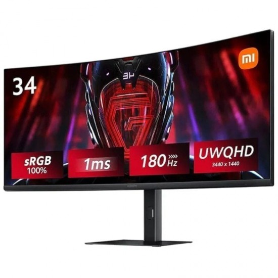 Monitor gaming curvo xiaomi curved gaming monitor g34wqi 34'/ wqhd/ 1ms/ 180hz/ negro